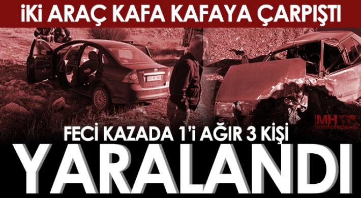 Gaziantep'te 2 otomobil kafa kafa çarpıştı: 3 yaralı