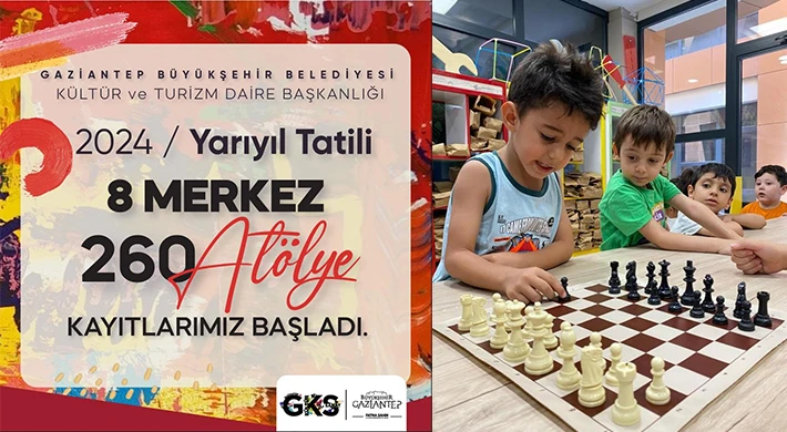 Gaziantep Büyükşehir’in bilim ve sanat atölyeleri yarıyıl tatili için hazır