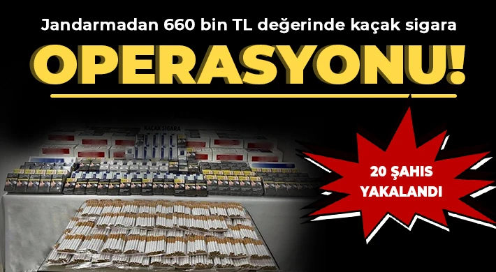 Jandarmadan 660 bin TL değerinde kaçak sigara operasyonu: 20 şahıs yakalandı