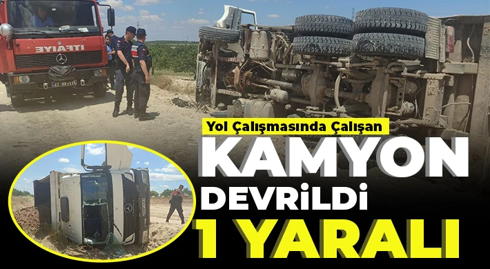 Devrilen Kum Yüklü Kamyonun Sürücüsü Ağır Yaralandı