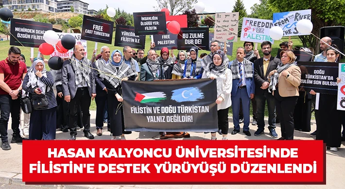 Hasan Kalyoncu Üniversitesi'nde Filistin'e destek yürüyüşü düzenlendi