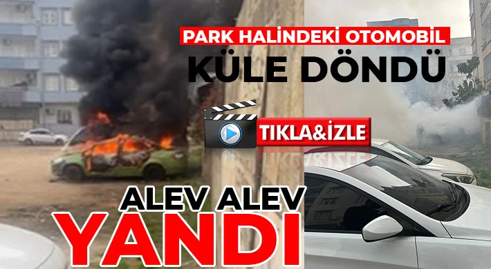 Nizip'te Park Halindeki Otomobil Küle Döndü