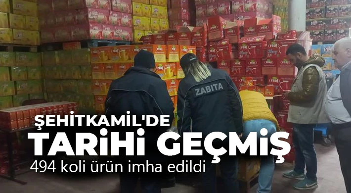  Şehitkamil'de tarihi geçmiş 494 koli ürün imha edildi