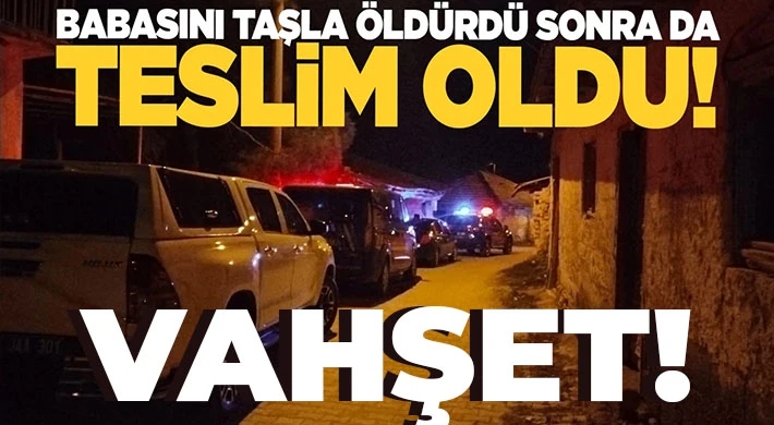 Babasını başını taşla ezerek öldürüp, hastaneye giderek cinayeti itiraf etti