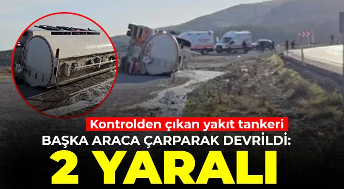 Yan yatan tankerdeki yakıt yola aktı