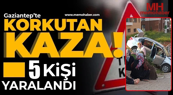 Nizip’te Fıstık Kent TOKİ’de Korkutan Kaza: Direksiyonu Kilitlenen Araç Şarampole Devrildi, 5 Yaralı