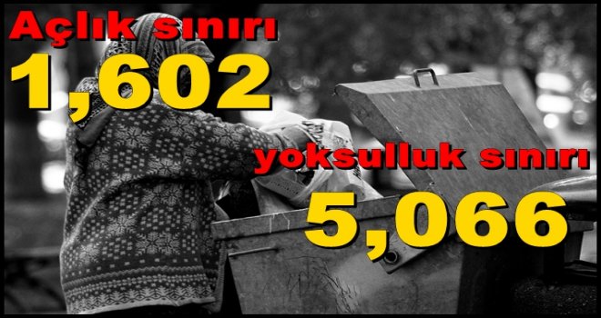 Açlık sınırı 1,602, yoksulluk sınırı 5,066 lira oldu