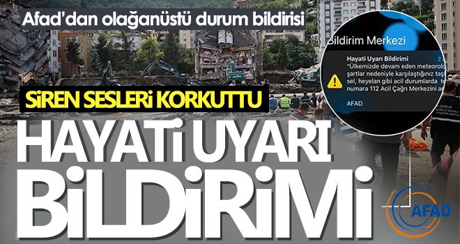 Afad’dan Hayati Uyarı Bildirimi 