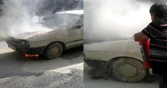 Gaziantep'te seyir halindeki otomobil alev alev yandı