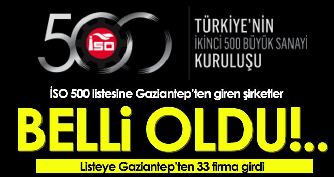 İSO 500 listesine Gaziantep’ten giren şirketler belli oldu!..