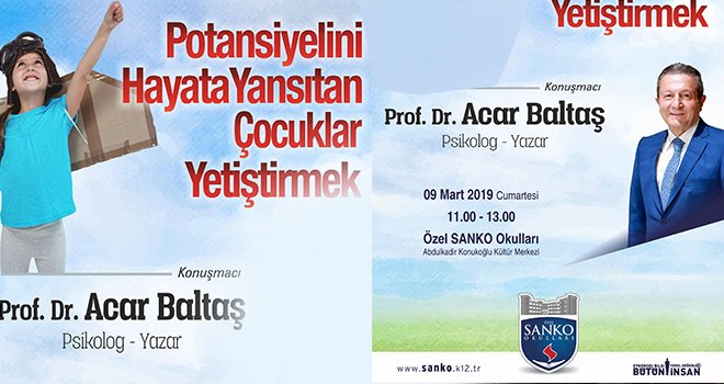 Prof. Dr. Baltaş, Sanko Okulları’nda söyleşi yapacak