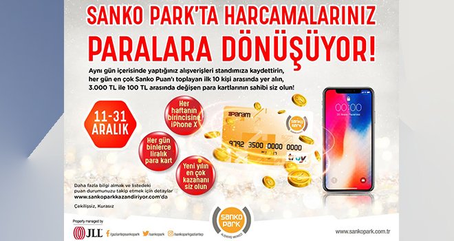 Sanko Park'ta harcamalar paraya dönüşüyor