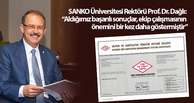 SANKO Üniversitesi'ne 'Hijyen ve sanitasyon yönetim sistemi' belgesi