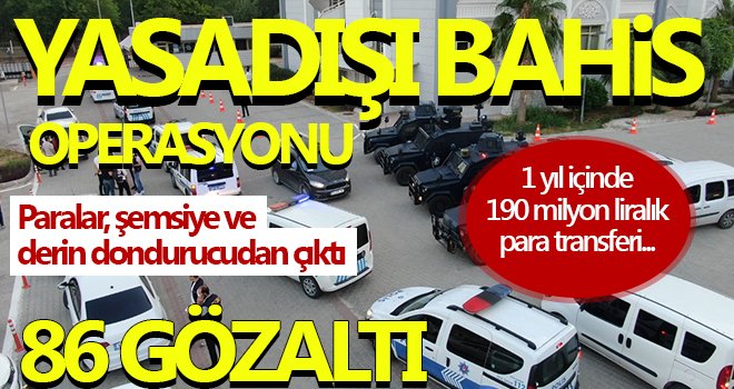 Yasadışı bahis operasyonu: 86 gözaltı