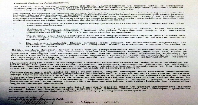 Ford Otosandan Direnişi Sürdürenlere; Mazereti Olmadan İşbaşı Yapmayanlarla Yollarımız Ayrılacak