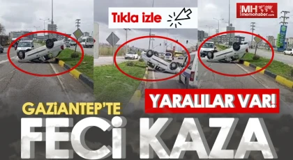 Takla atarak ters dönen otomobildeki 2 kişi yaralandı