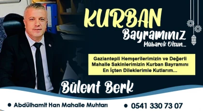 Bülent Berk'ten Kurban Bayramı mesajı