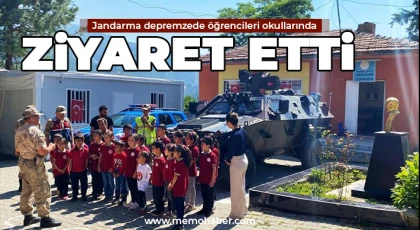 Jandarma depremzede öğrencileri okullarında ziyaret etti