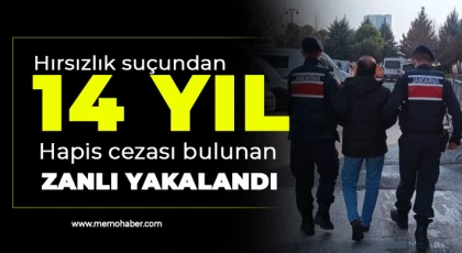 Hırsızlık suçundan 14 yıl hapis cezası bulunan zanlı yakalandı