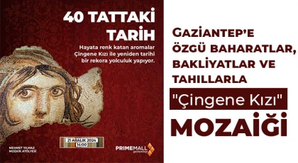 Gaziantep’e özgü baharatlar, bakliyatlar ve tahıllarla "Çingene Kızı" mozaiği