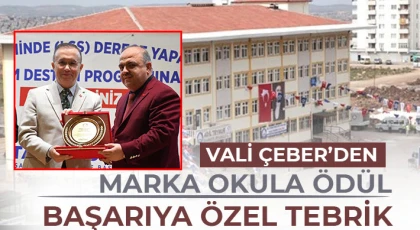 Vali Çeber’den marka okula ödül 