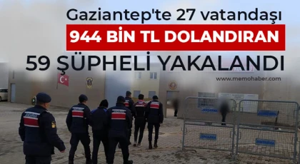 Gaziantep'te 27 vatandaşı 944 bin TL dolandıran 59 şüpheli yakalandı