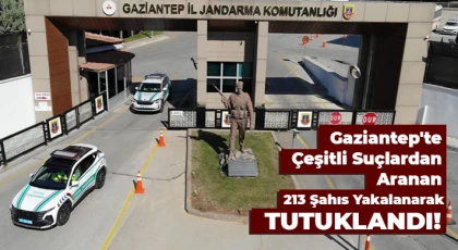 Gaziantep'te çeşitli suçlardan aranan 213 şahıs yakalanarak tutuklandı