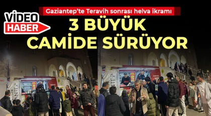 Gaziantep’te teravih sonrası helva ikramı