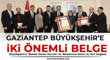 Gaziantep Büyükşehir’e iki önemli belge