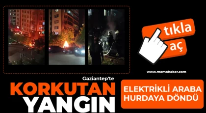Gaziantep'te korkutan yangın! Otomobil hurdaya döndü