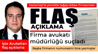Gaziantep’te yemekte tağşiş iddiası firmasından flaş açıklama 