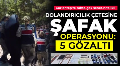 Gaziantep'te sahte-çek senet-nitelikli dolandırıcılık çetesine şafak operasyonu