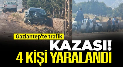  Gaziantep’te iki otomobilin karıştığı kazada 4 kişi yaralandı