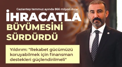 Gaziantep temmuz ayında 866 milyon dolar ihracatla büyümesini sürdürdü