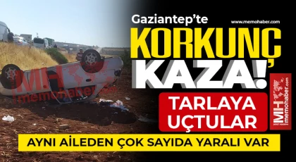 Gaziantep’te korkunç kaza! Tarlaya uçtular