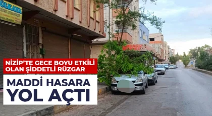 Nizip’te Gece Boyu Etkili Olan Şiddetli Rüzgar Maddi Hasara Yol Açtı