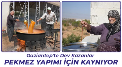 Gaziantep'te dev kazanlar pekmez yapımı için kaynıyor