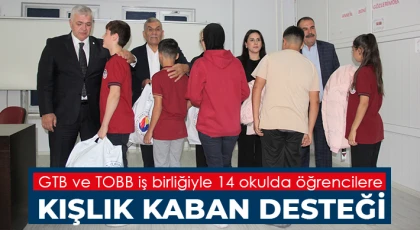 GTB ve TOBB iş birliğiyle 14 okulda öğrencilere kışlık kaban desteği