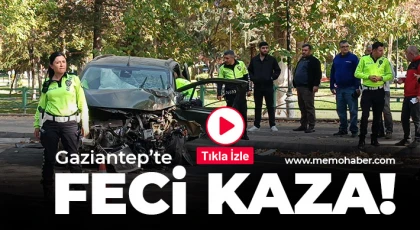 Gaziantep’te feci kaza! Araç direğe çarptı