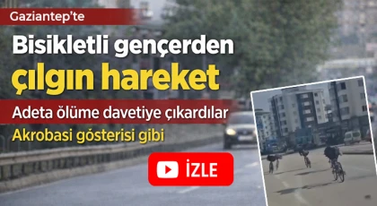 Bisikletli gençlerden çılgın hareket  Adeta ölüme davetiye çıkardılar!