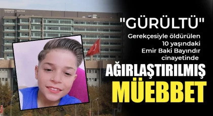 "Gürültü" gerekçesiyle öldürülen 10 yaşındaki Emir Baki Bayındır cinayetinde ağırlaştırılmış müebbet