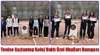 Tenise Gaziantep Kolej Vakfı Özel Okulları damgası