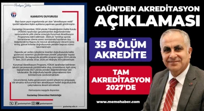 GAÜN'den akreditasyon açıklaması 35 bölüm akredite!