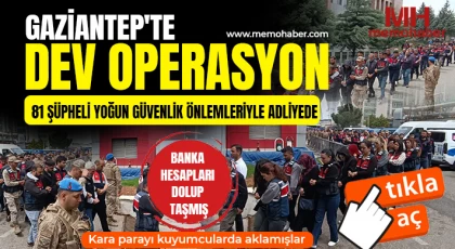 Gaziantep'te dev operasyon: 81 şüpheli 50 milyar liralık hareket 