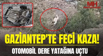  Gaziantep'te otomobil dere yatağına uçtu!