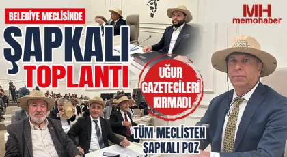 Belediye meclisinde şapkalı toplantı