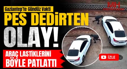 Gaziantep'te gündüz vakti park halindeki 2 aracın lastiği kesici aletle patlatıldı