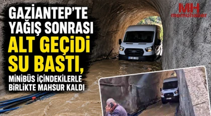 Yağış sonrası alt geçidi su bastı, minibüs içindekilerle birlikte mahsur kaldı