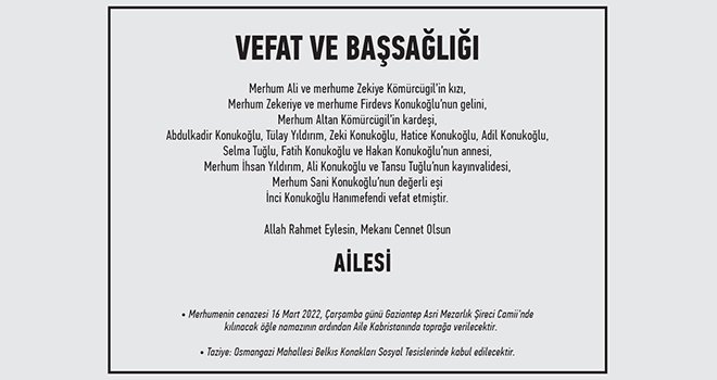 Başsağlığı mesajı...