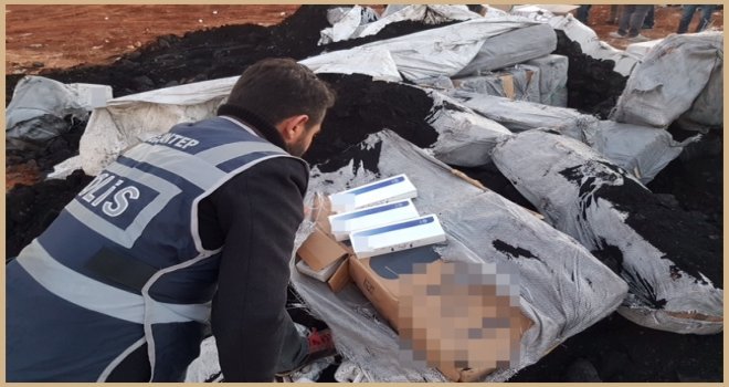 Gaziantep'te kömür çuvallarının içinde 65 bin paket kaçak sigara